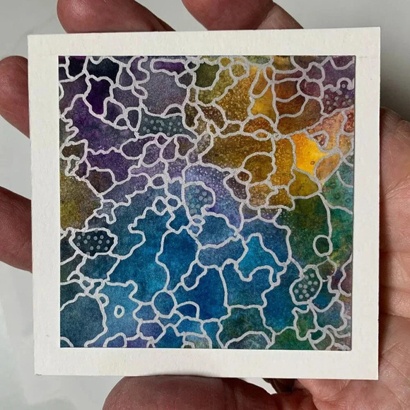 Original Handmade Abstract Watercolor Card Set - 6 Unique Blank Note Cards OOAK - Picture 2 of 14